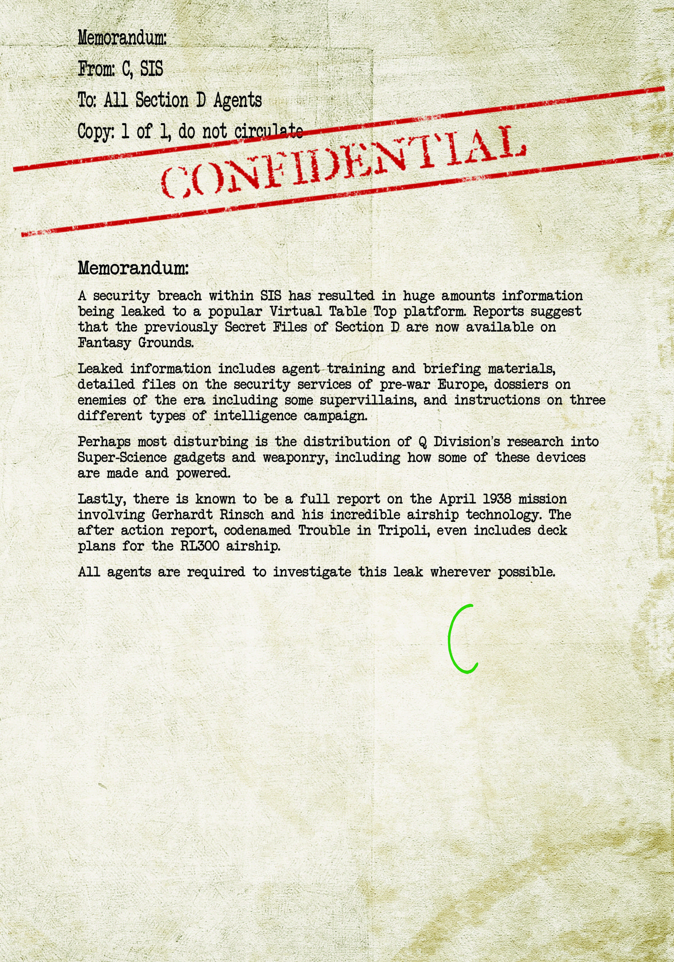 Section D is Now On Fantasy Grounds